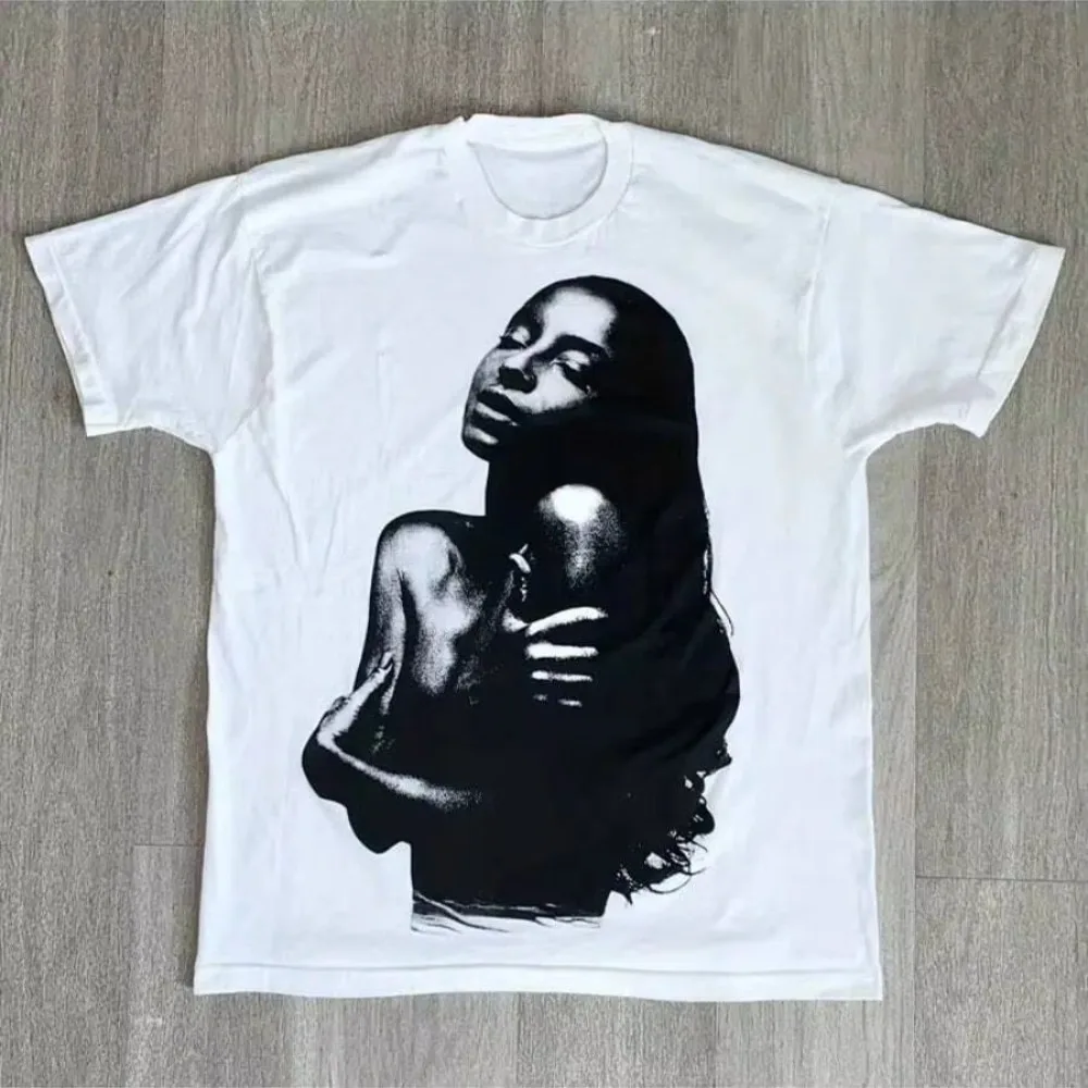 Retro Soul R&B Music Star Portrait T-Shirt Men Vintage Inspired Graphic Print Casual Short Sleeve Cotton Streetwear Tee Tops