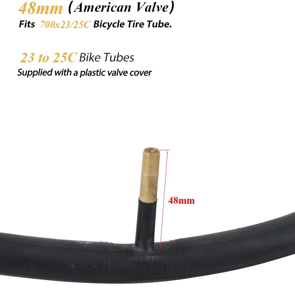 Road Bicycle Inner Tube 700x23-25C for 23C 25C Bike Tire Camera 700C American Valve 48mm MTB Cycling Mountain Bike Butyl Rubber