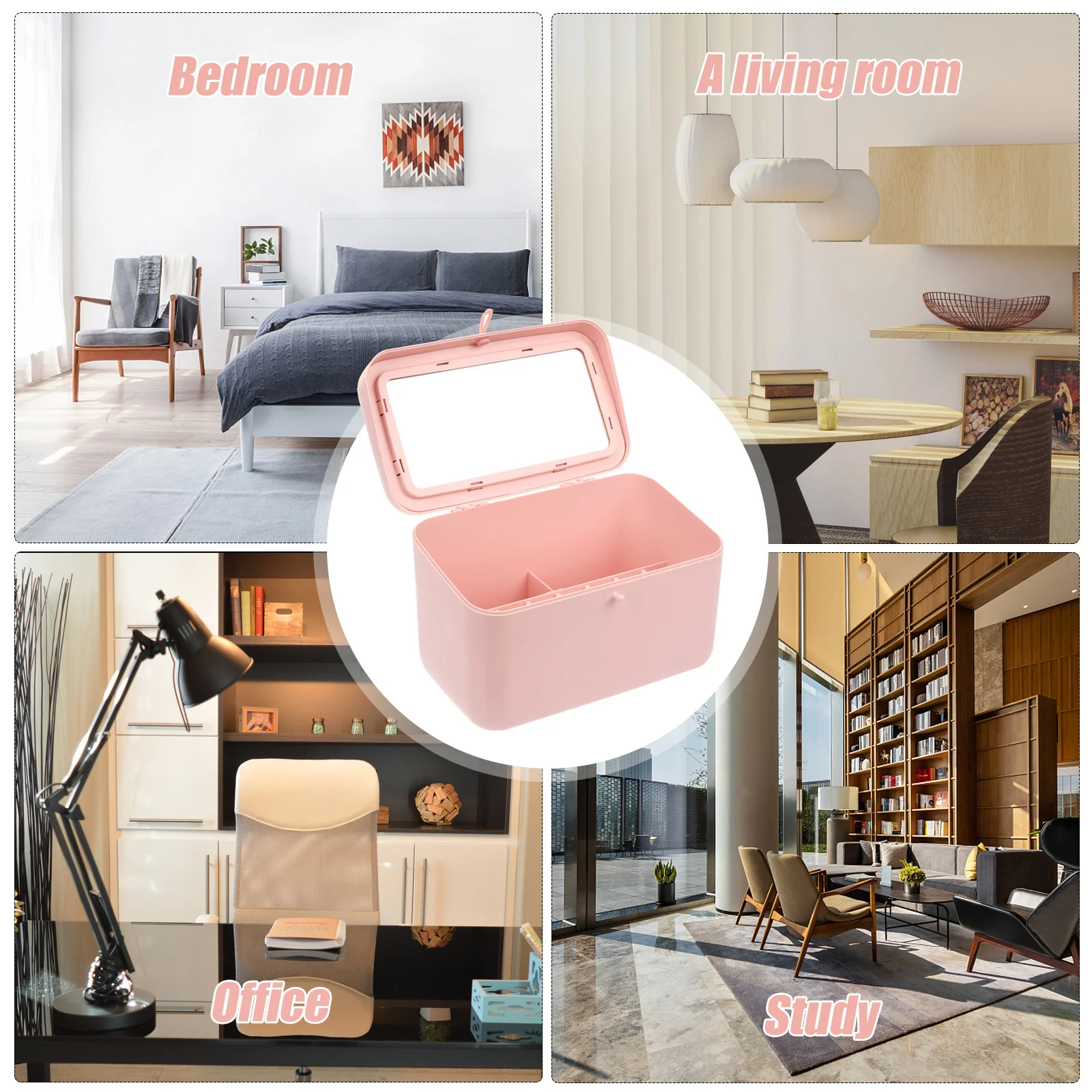 

Makeup Organizer Storage Box Vanity Organizer Large Capacity Lipstick Storage Tidy Desktop Dresser Skincare Organizers