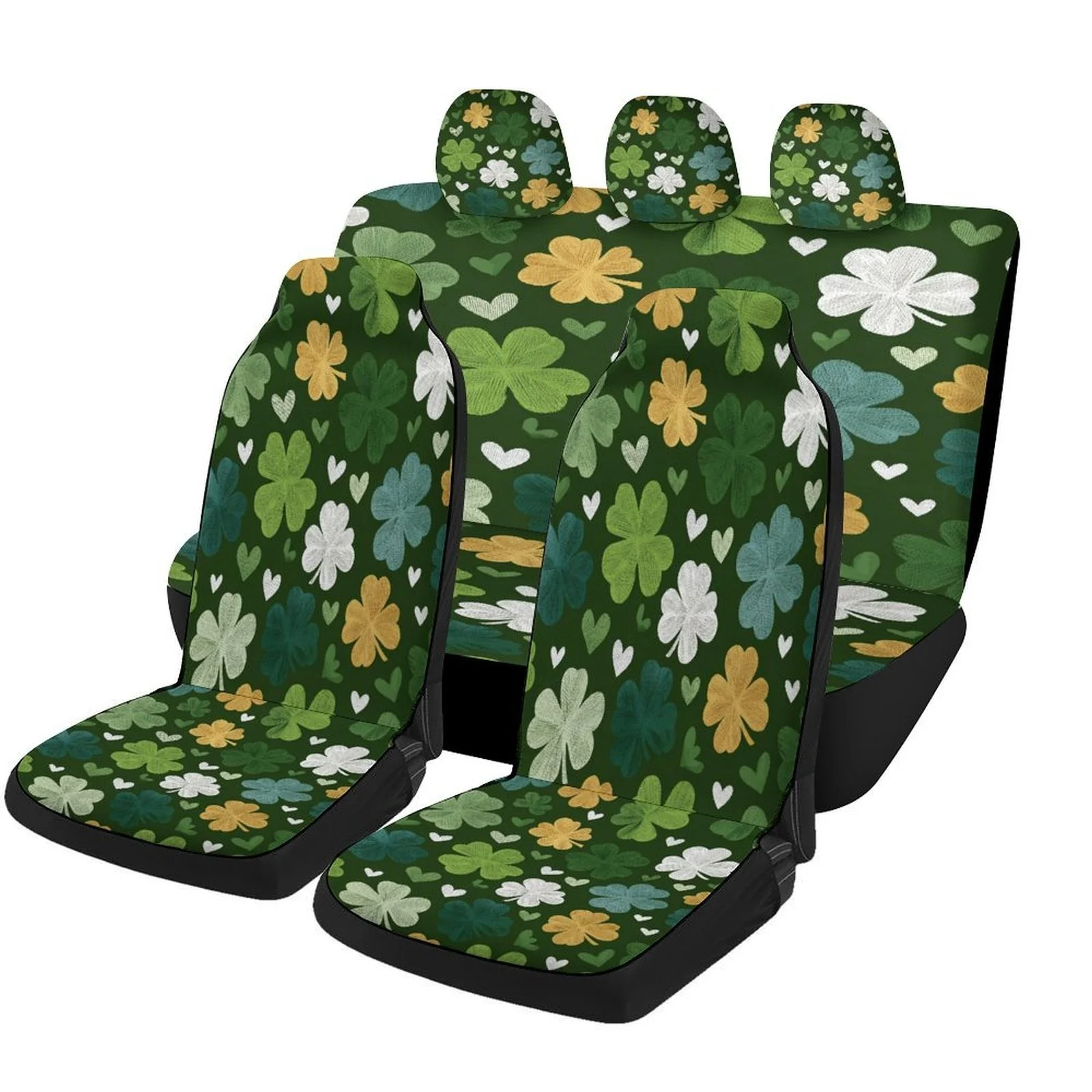 

Clover Pattern Designed Car Seat Cover Set For Most Cars, Trendy Novelty High-quality Car Seat Protector Covers Full Set, Univer