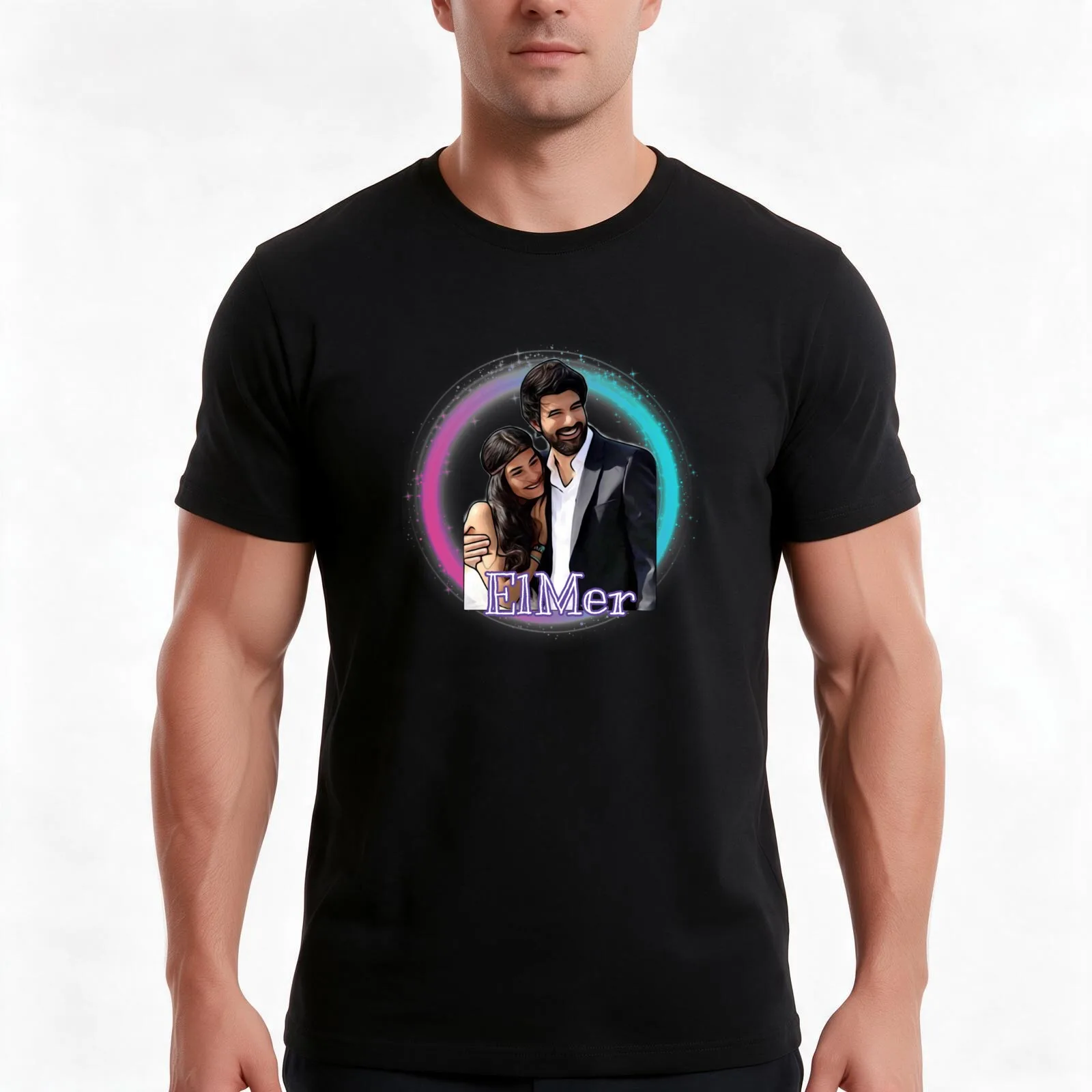 Elif & Omer - Kara Para Ask T-Shirt, Summer Casual Cotton Tee, Oversized Streetwear Tops, Vintage Graphic Print, 100% Cotton