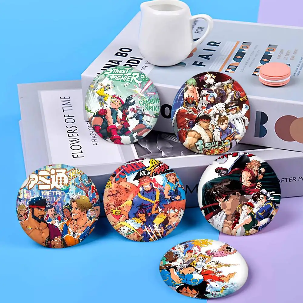 Game S-Street Fighter Creative Pins Funny Round Snap-in Brooch Badge Backpack Hat Accessories Jewelry Gifts for Friend