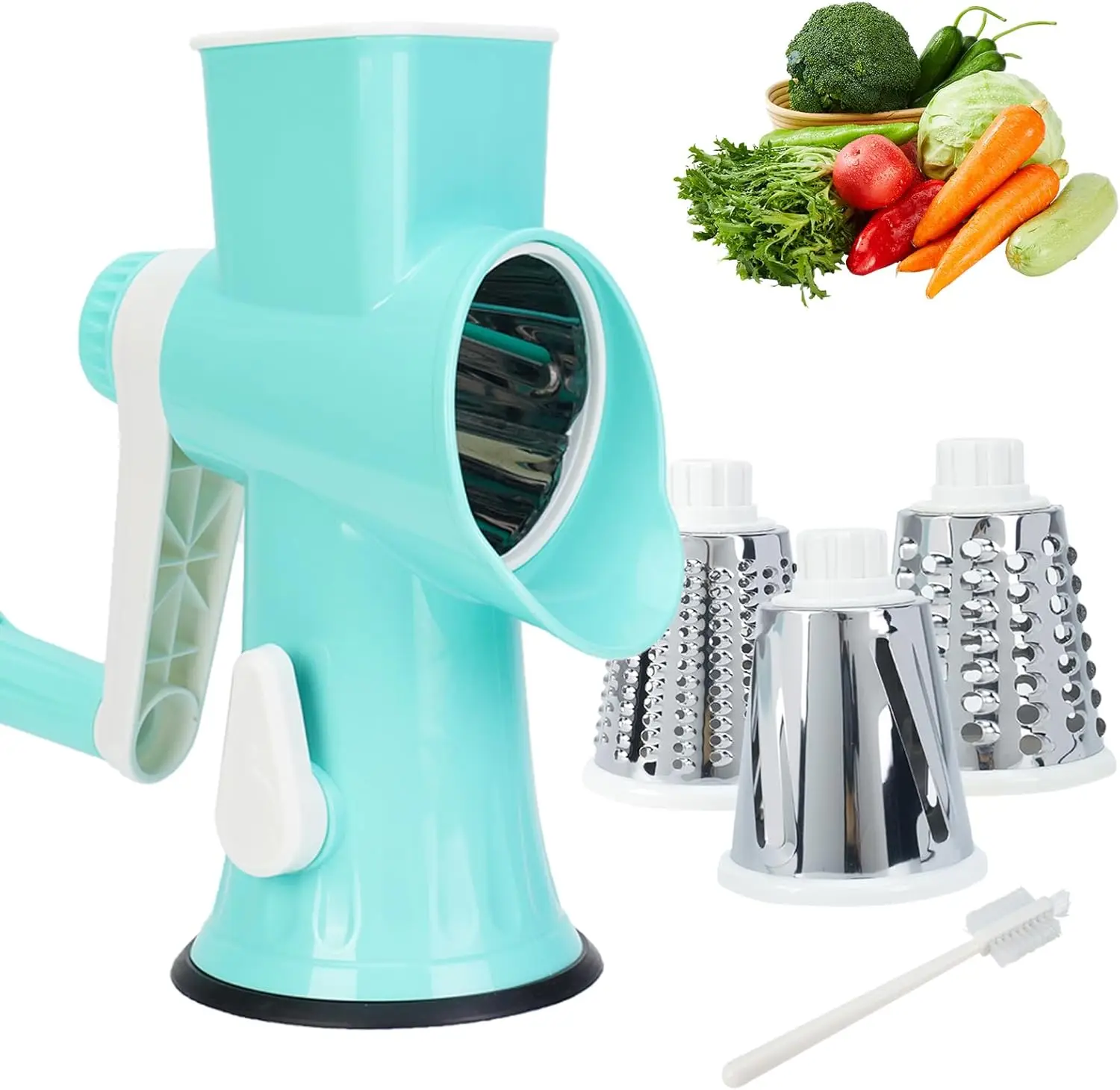 

Rotary Cheese Grater with Handle-Versatile Cheese Grater Non-Slip Suction Base,Cheese Shredder & Food Slicer for