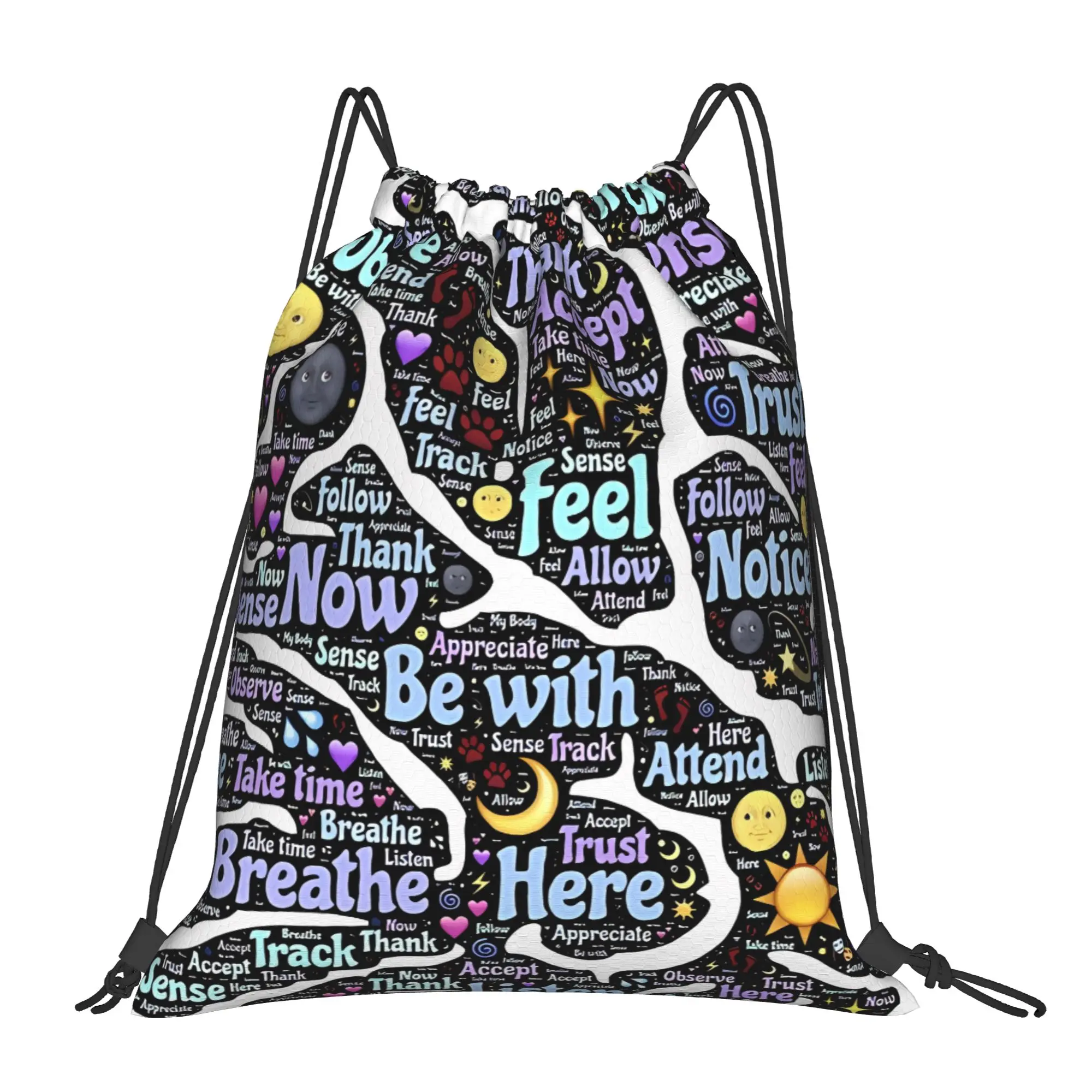 Brain Peace&Love Yoga Portable Travel Riding Gym Drawstring Storage Sporty Backpacks