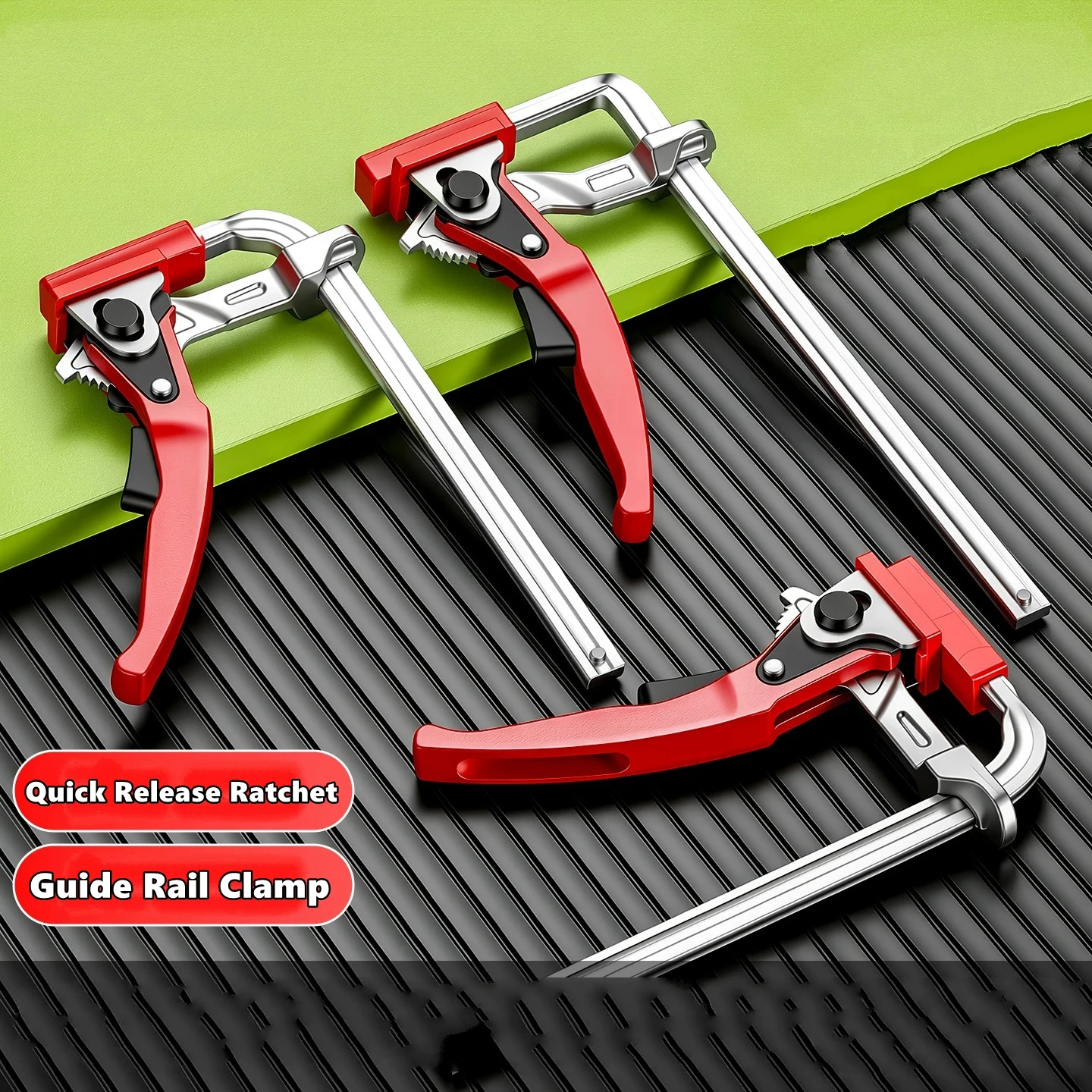 Ratchet F Clamp Quick Release Track Woodworking Desktop Hold Down Clamp Desktop Clip Fast Fixed Clip Carpenter Guide Rail Clamps