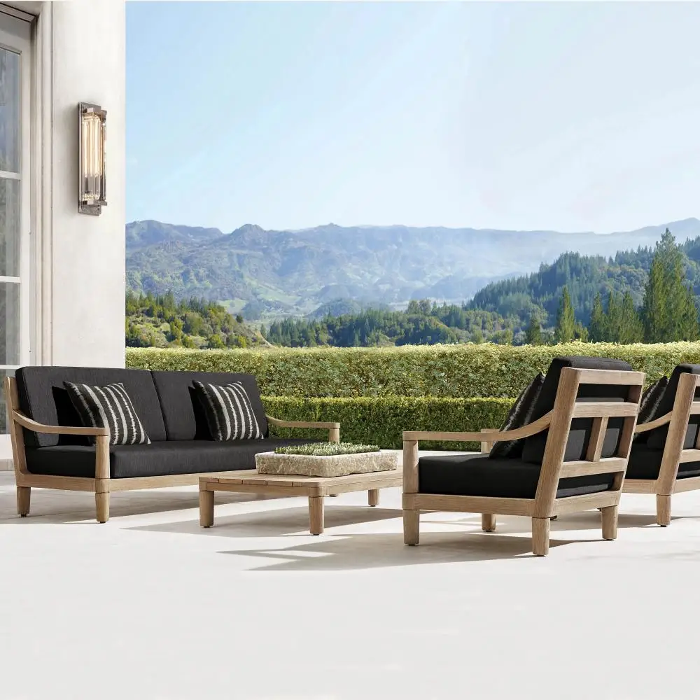 High End Custom Wabi Sabi Style Outdoor Furniture Solid Burmese Teak Waterproof Sun Resistant For Commercial Residential Scenes
