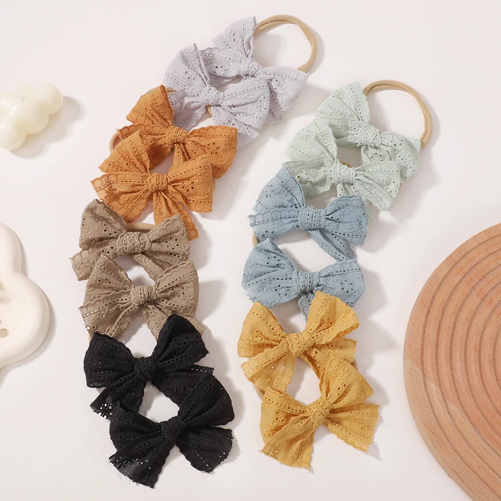 

10pcs Random Color Infant Lace Hollow Soft Stretch Seamless Headband Baby Bow Headband Princess Hair Accessories wholesales