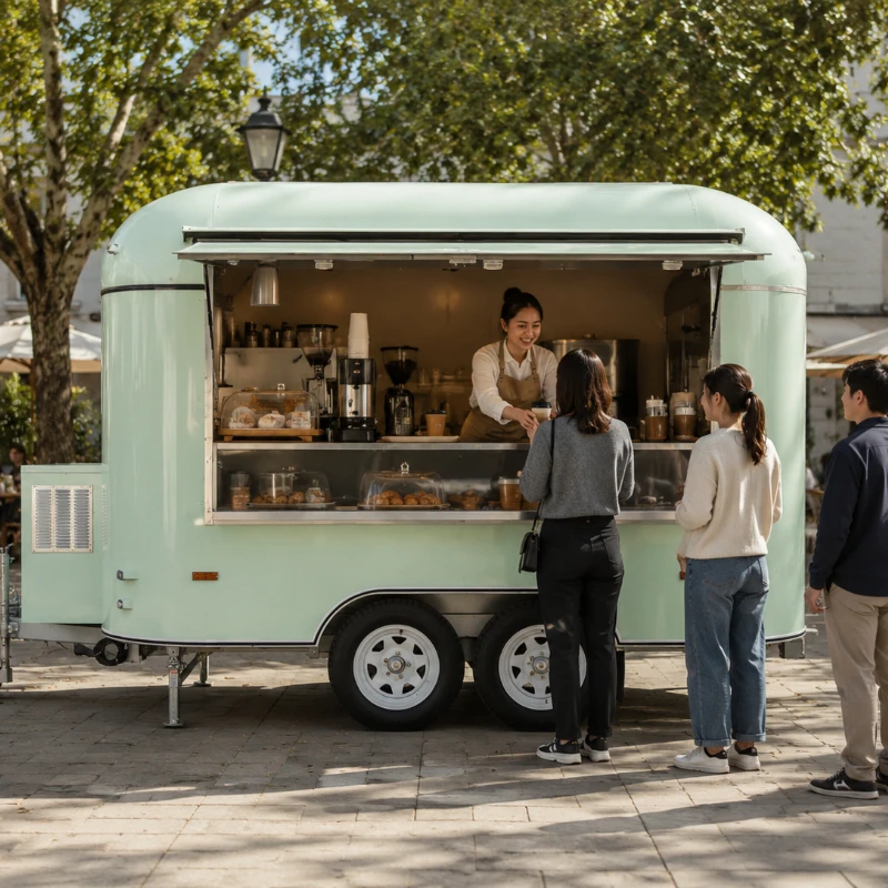 Food Cart Mobile Trailer Custo - огляд і ціна Mobile Coffee Van Equipment