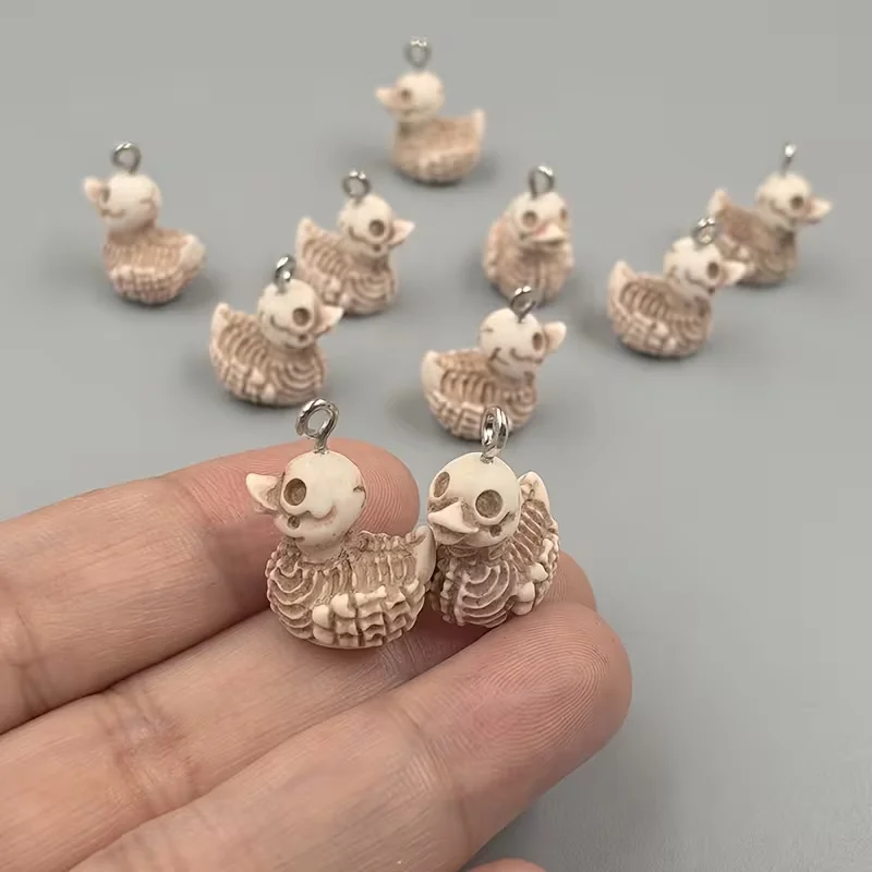 10pcs Halloween Skull Duck Charms, Resin Pendants for DIY Earrings, Keychain and Handmade Craft, Jewelry Making Accessories