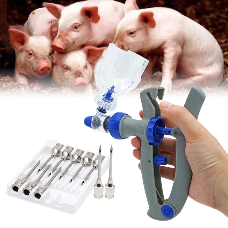 1ml/2ml/5ml/10ml Automatic Continuous Syringe Animal Injection Adjustable Vaccine for Livestock Pig Cow Sheep Vaccine Injector