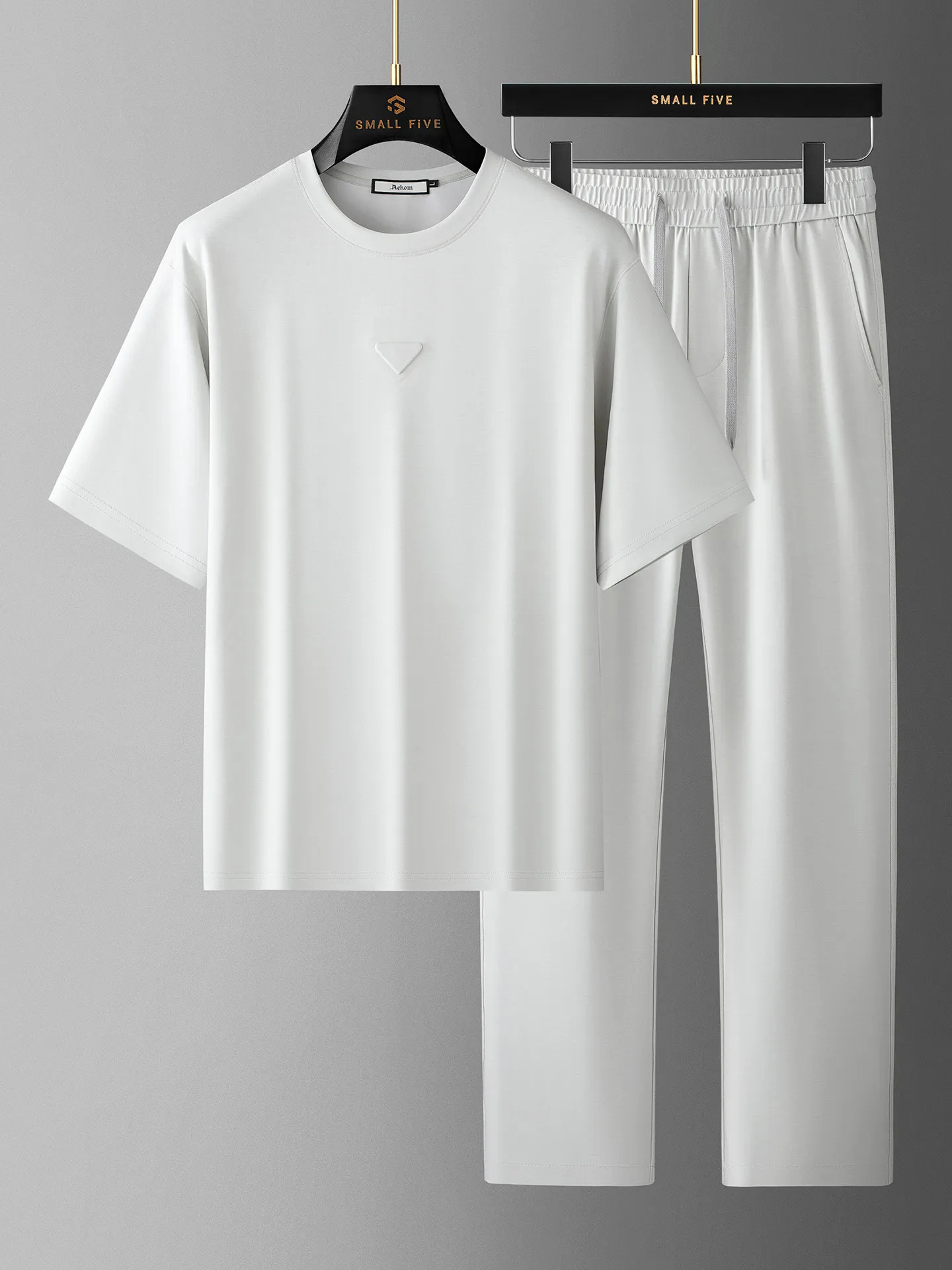 Summer New Soft Modal Cotton Two-Piece Short-Sleeved Set with Air Layer for Men's Casual Round-Neck Sports Outfit