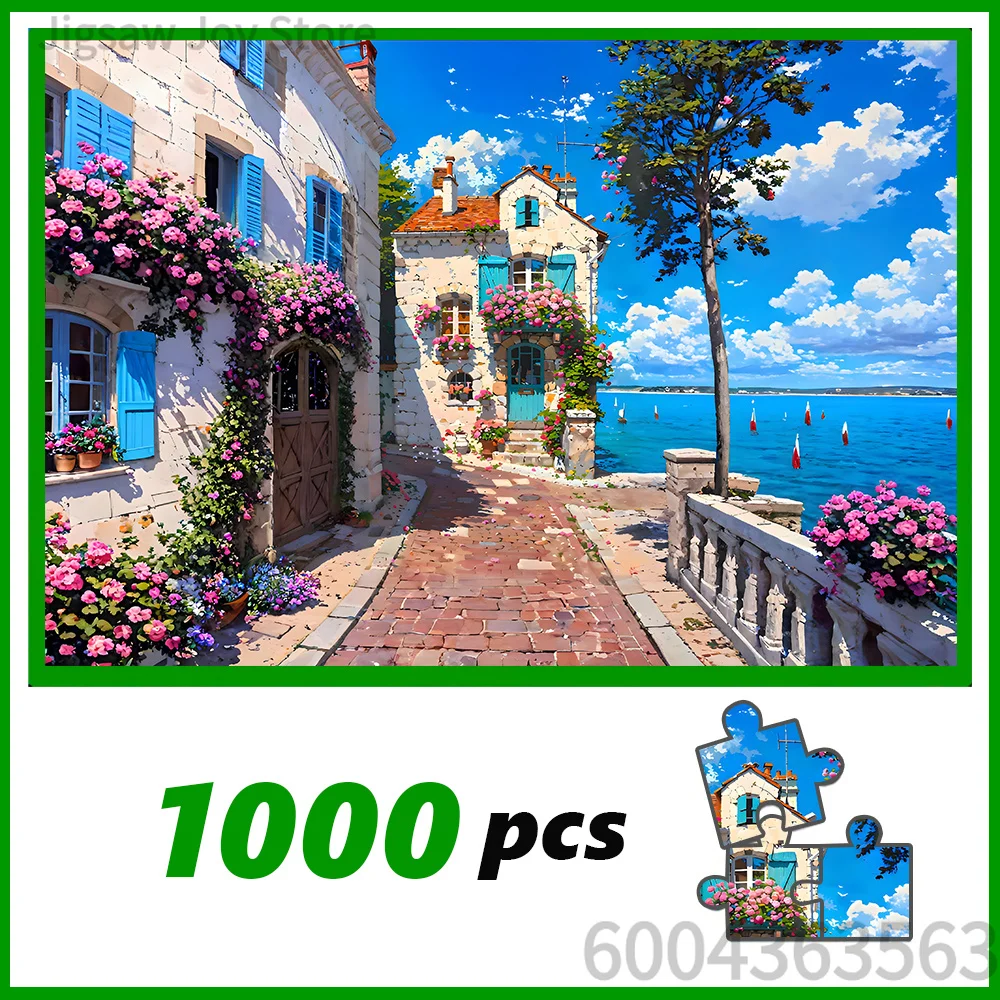 Mediterranean Town Fantasy Art Jigsaw Puzzle 4 Styles Library Moon Hummingbird 500-2000P Paper Puzzle Home Wall Decor Gift