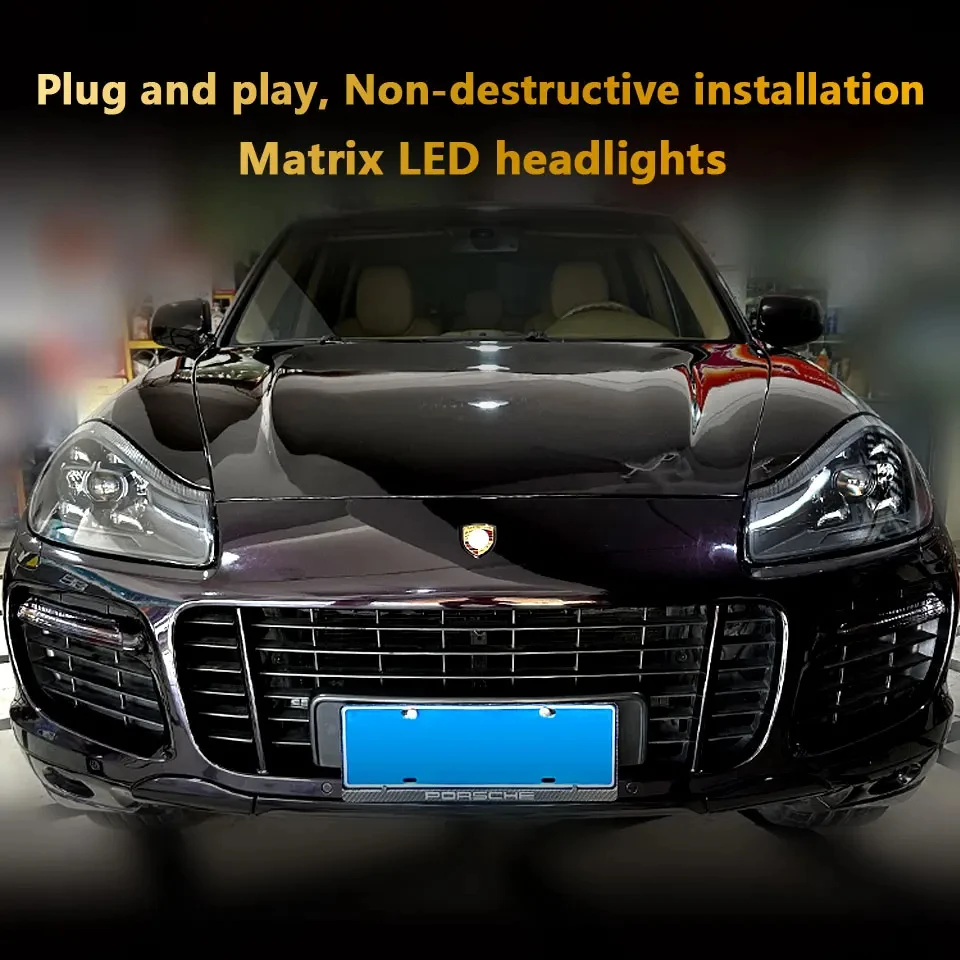 957 Headlights For Porsche Cayenne 2008-2010 Upgraded 2022 Matrix Style LED Front Lights Plug and Play Car Accessory