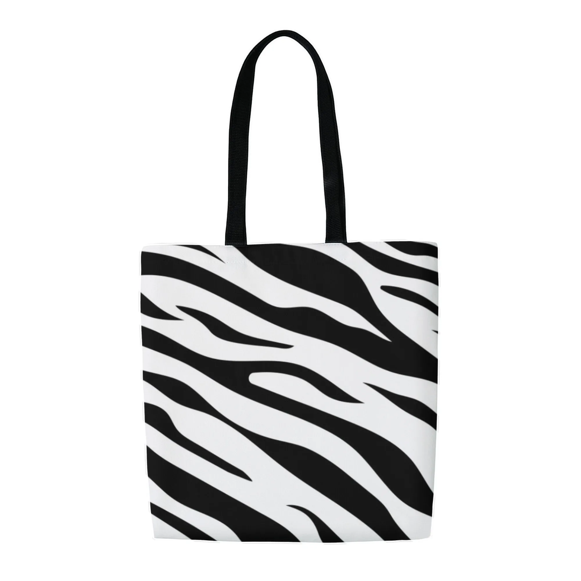 حقيبة يد قماشية مطبوعة من Travel & Edgy Zebra ذات سعة كبيرة حقيبة يد كاجوال للنساء قابلة لإعادة الاستخدام صديقة للبيئة للتسوق اليومي والتنقل #1