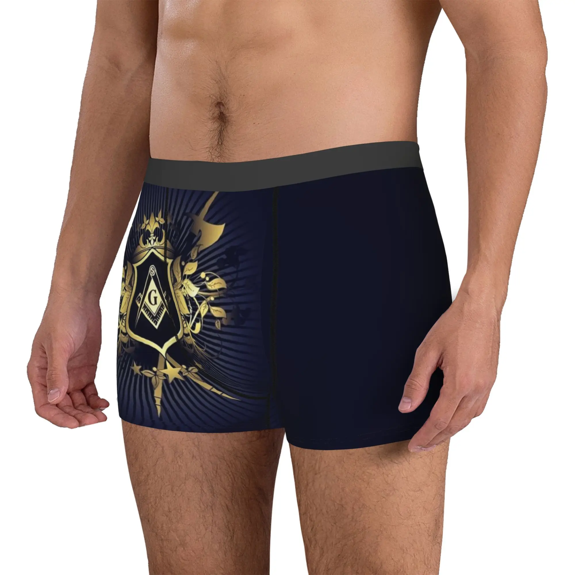 Freemasonry Underwear Male Printed Masonic Mason Boxer Briefs Shorts Panties Soft Underpants