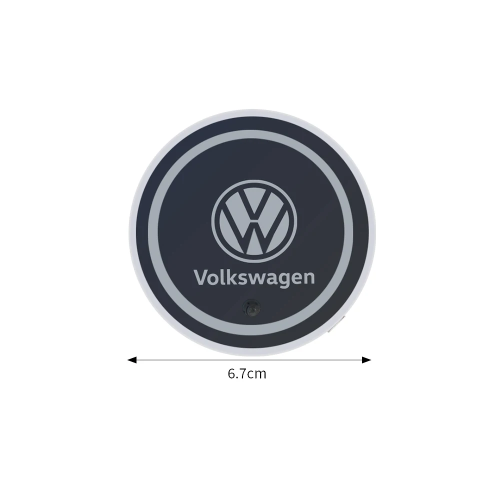 Car 7 Colors Water Coaster Color Ambient Light Car Cup Holder Luminous Coaster Mat For Volkswagen VW Golf Polo Passat B8 Tiguan