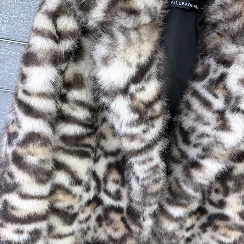 2026 moda leopardo impressão casaco de pele feminina x-long falso casaco de pele de raposa outono inverno streetwear outerwear feminino jaquetas soltas