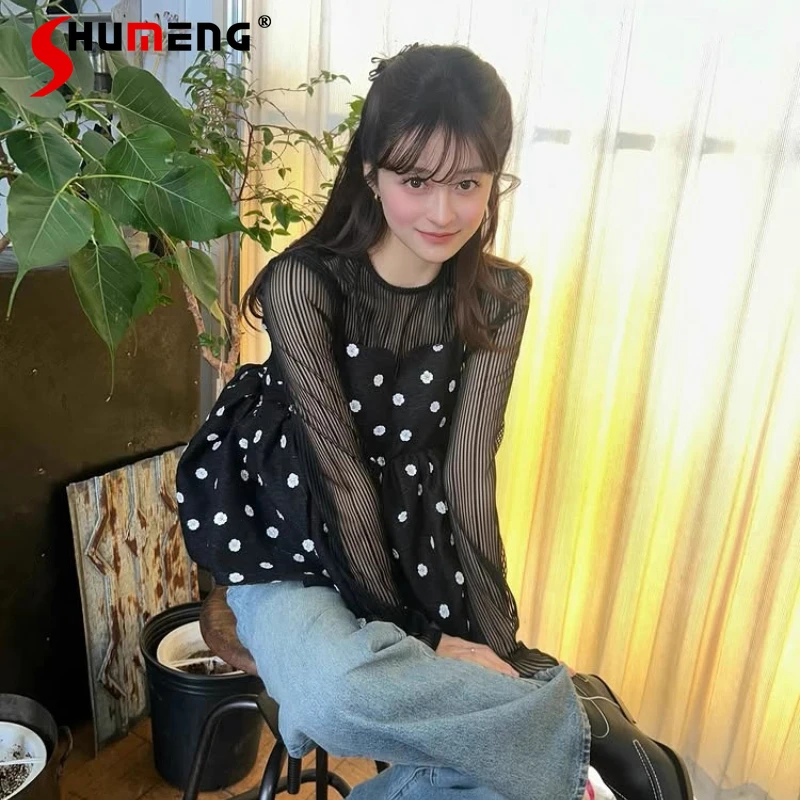 

Japanese Sweet Fashion Round Neck Backless Long Sleeve T-Shirt Spring Autumn New 2025 Women's Slim Fit Elegant Sexy Pullover Top