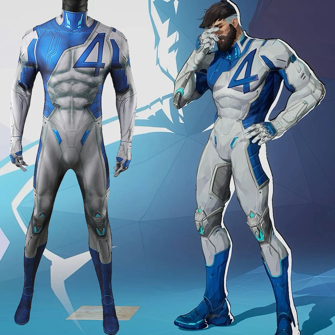 

PS5 Marvel Rivals Cosplay Mister Fantastic Costume Superhero 3D Printed Spandex Fantastic 4 Zentai Bodysuit Halloween Costume