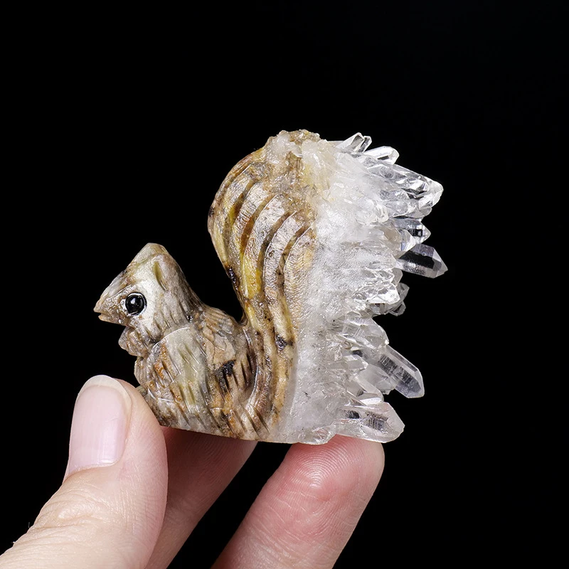 Natural Yellow White Crystal Cluster Little Animal Decor Handmade Mineral Specimen Art Craft Ornament