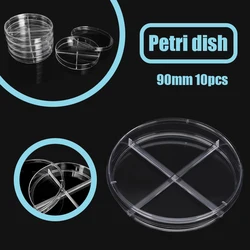 10pcs 90mm Four-Quarter Grid Plastic Cell Culture Dish Clear Petri Scientific Teaching Aid School Glass Cell-Culture Laboratory