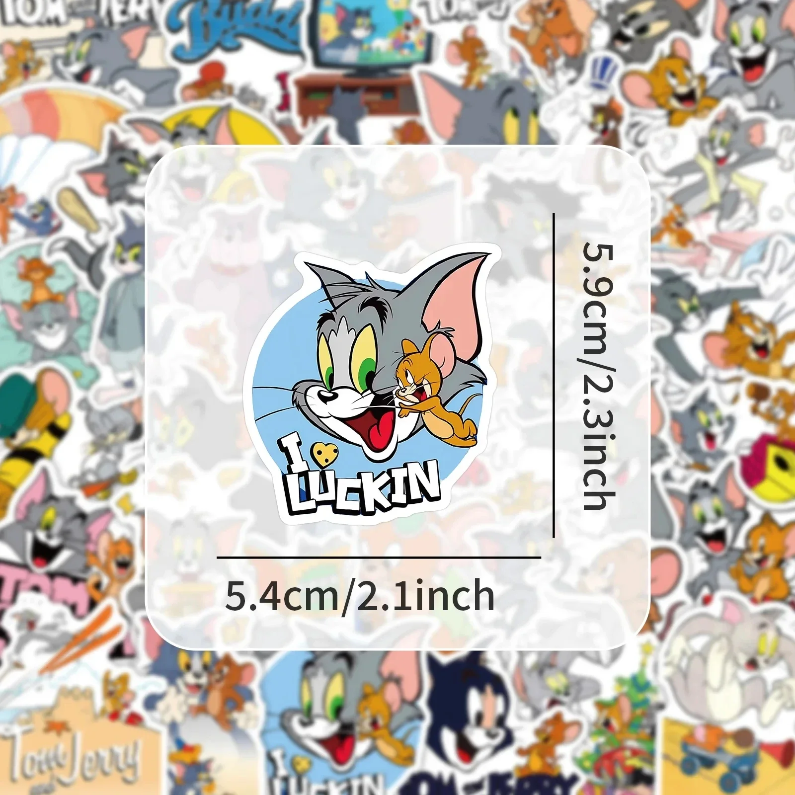 50PCS Fun Cartoon Cute Tom and Jerry Sticker DIY Phone Laptop Luggage Skateboard Graffiti Decals Fun for Kids Toys Gifts