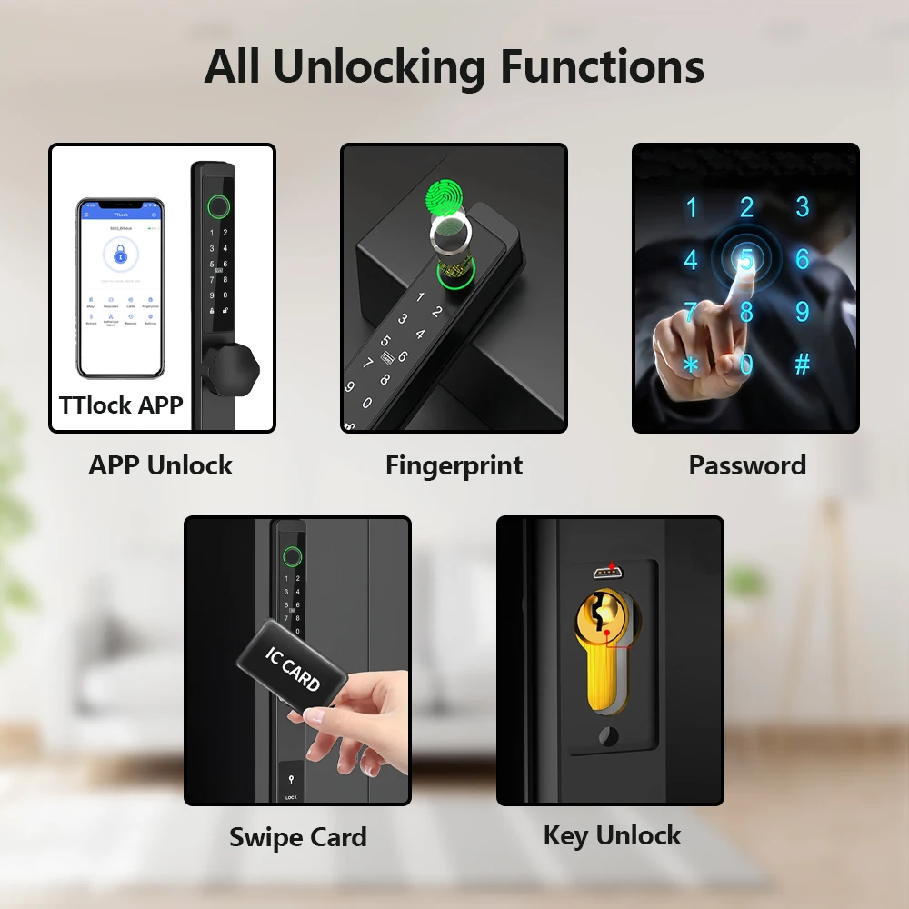 CDOK TTlock Smart Lock, Fingerprint Lock, Password Lock, IP65 Outdoor Waterproof and High Temperature Resistant