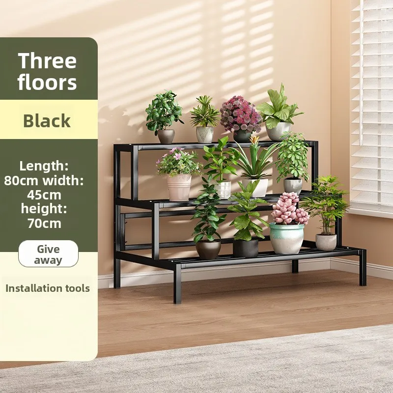 Freestanding Multi Tiered Ladder Plant Stand Balcony Outdoor Home Wrought Iron Thickened Succulents Plant Stands Indoors
