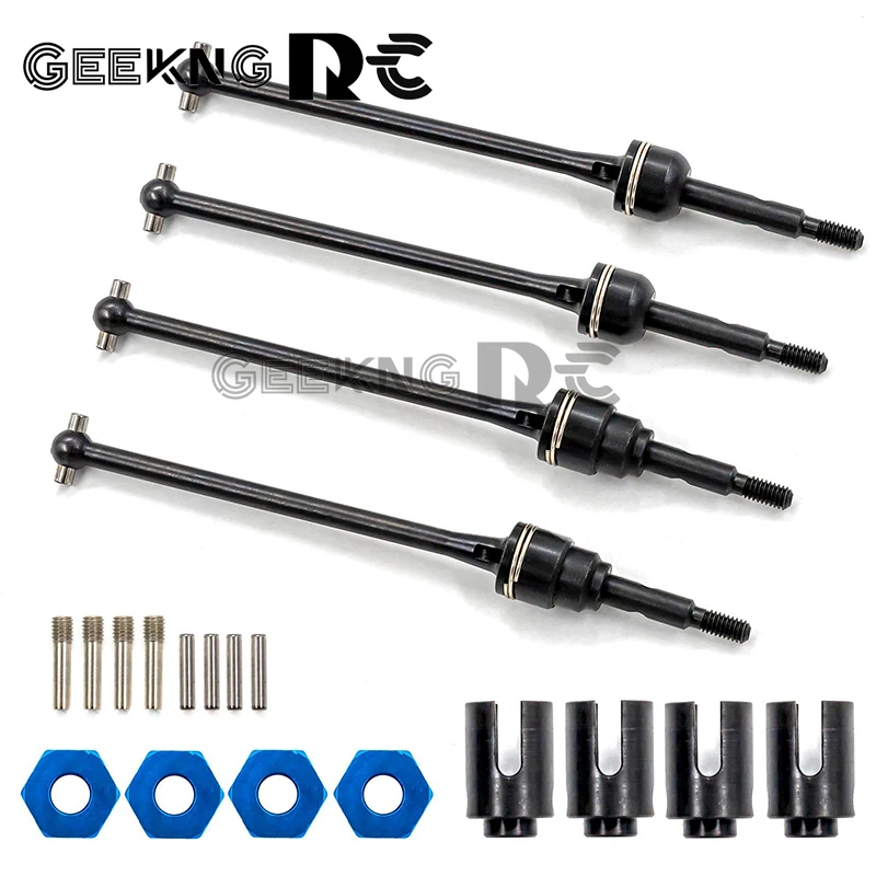 4Pcs Steel Front and Rear Drive Shaft CVD for 1/10 Slash Rustler Hoss Stampede VXL 4X4 RC Car Upgrades Parts Accessories