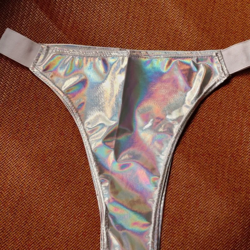 Błyszczące, seksowne damskie mikro szorty, obcisłe, z lakierowanej skóry, błyszczące, mini majtki dla tancerki, na występy sceniczne, z niskim stanem.