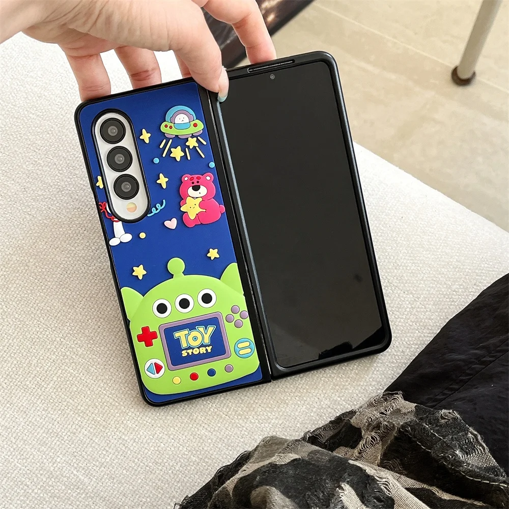 Силиконовый чехол для телефона с игровой консолью Cartoon Alien для Samsung Galaxy Z Fold & Z Flip 7 6 5 4 3, жесткий противоударный комбинированный чехол 2 в 1
