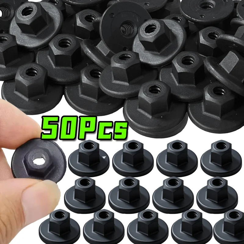 Car Clips Hex Head Plastic Self-Threading Nut Retainer Chassis for BMW Rear Bumper Splash Shield Auto Fastener Parts 10-50PCS