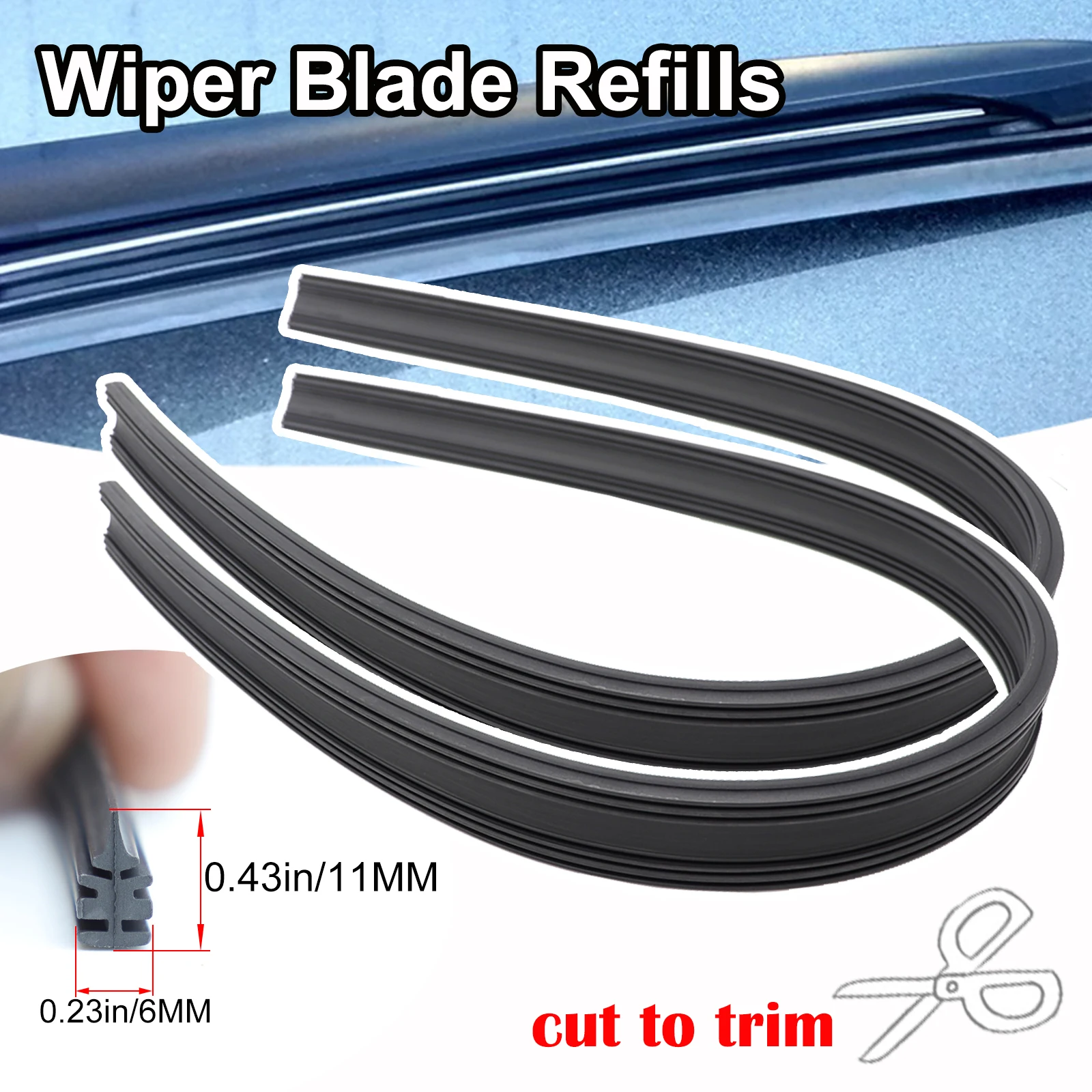 

2pcs Car Universal Rubber Windscreen Wiper Blade Refill Wash Strip Windshield 24/26/28in For Lexus Jeep Land Rover Citroen Tesla