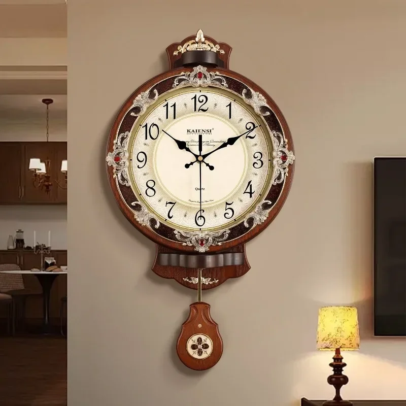 Creative European Vintage Wall Clocks Indoor Fashion Hanging Timer Silent Swing Watch Living Room Household Irregular Art Decor