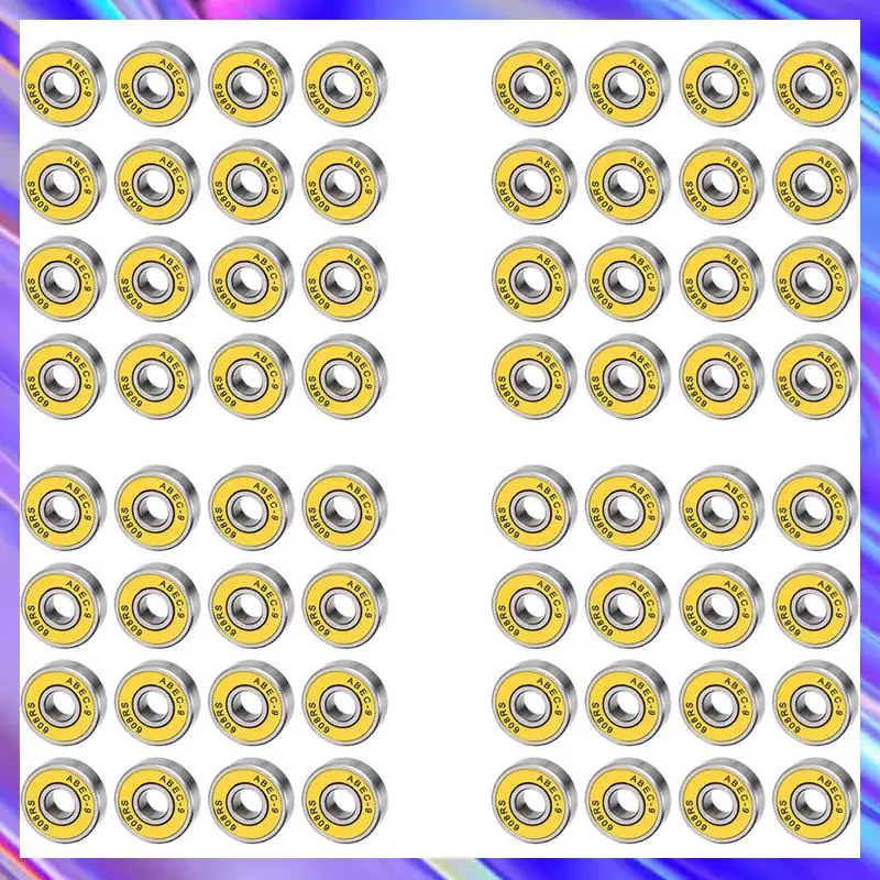

L71A 64Pcs 608RS Bearing ABEC9 Skateboard Bearings Chrome Steel Ball For Ongboards Inline Skates 8X22x7mm Yellow