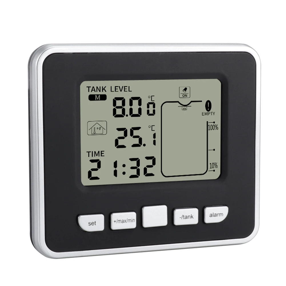 Wireless Ultrasonic Water Tank Liquid Depth Level Meter Flow Sensor Monitor Kit Liquid Depth Measuring Device