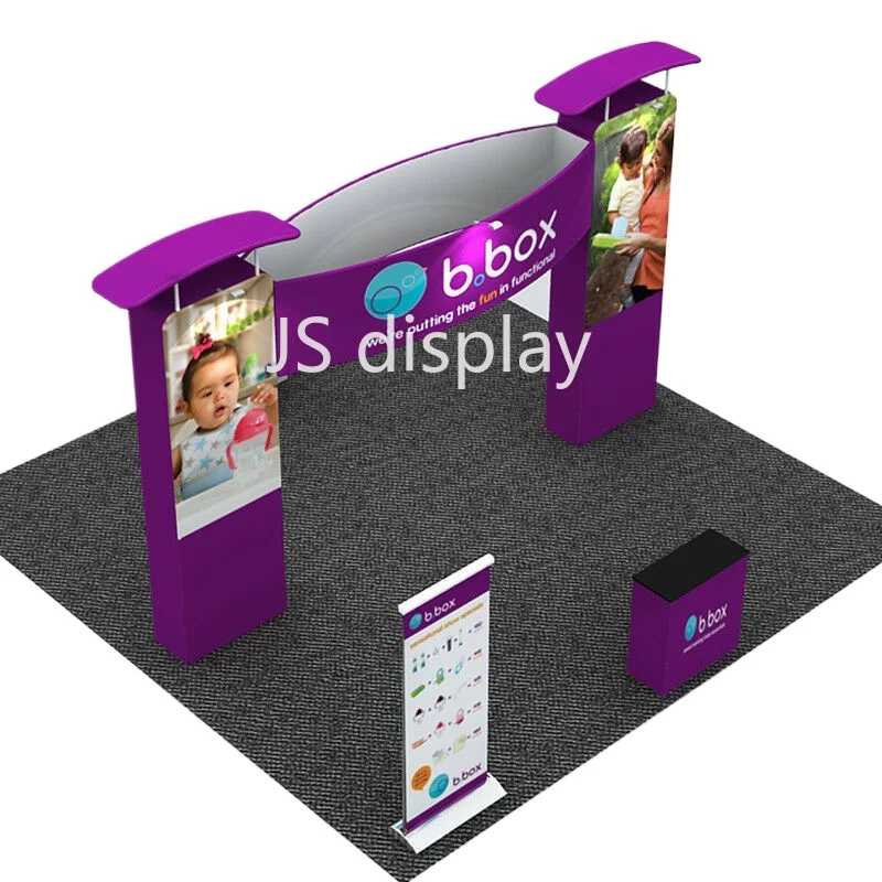 20ft Trade Show Booth Pop Up Display Stand with Roll Up Banner and Counter LED Lights Exhibitions Event #1