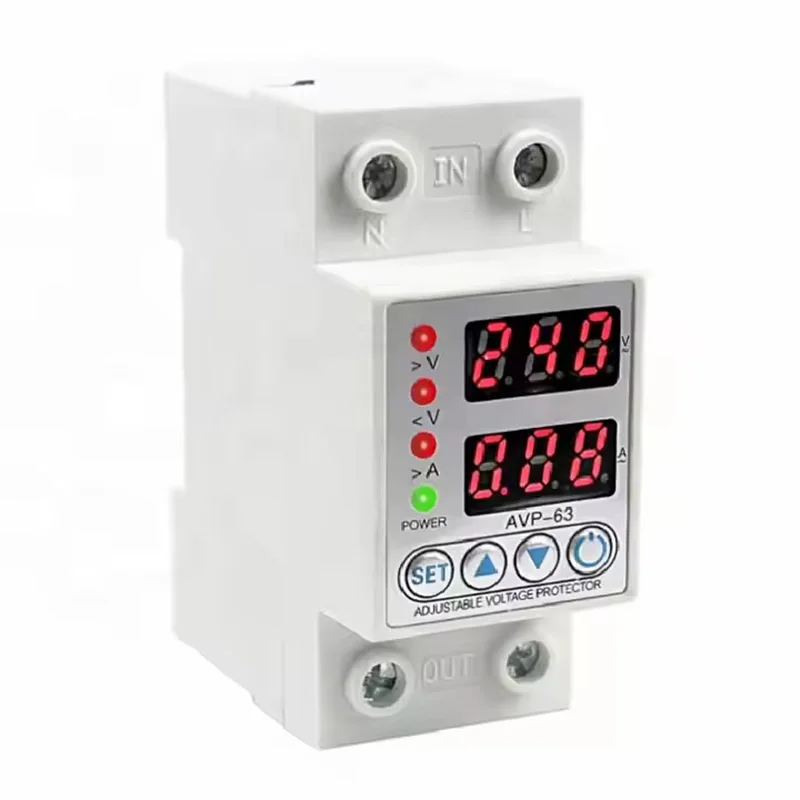 VAP-63  63A 230V Din Rail Adjustable Over Voltage And Under Voltage Protective Device Protector Relay Over Current Protectio