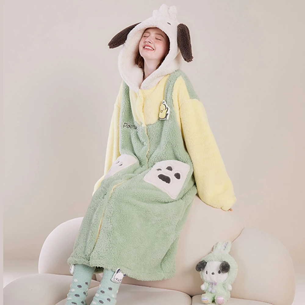 Dog Nightdress Long Rob Nightgown Homewear Halloween Cosplay Costumes Lingerie Full Pajamas Woman Fluffy Sleepwear Hoddies