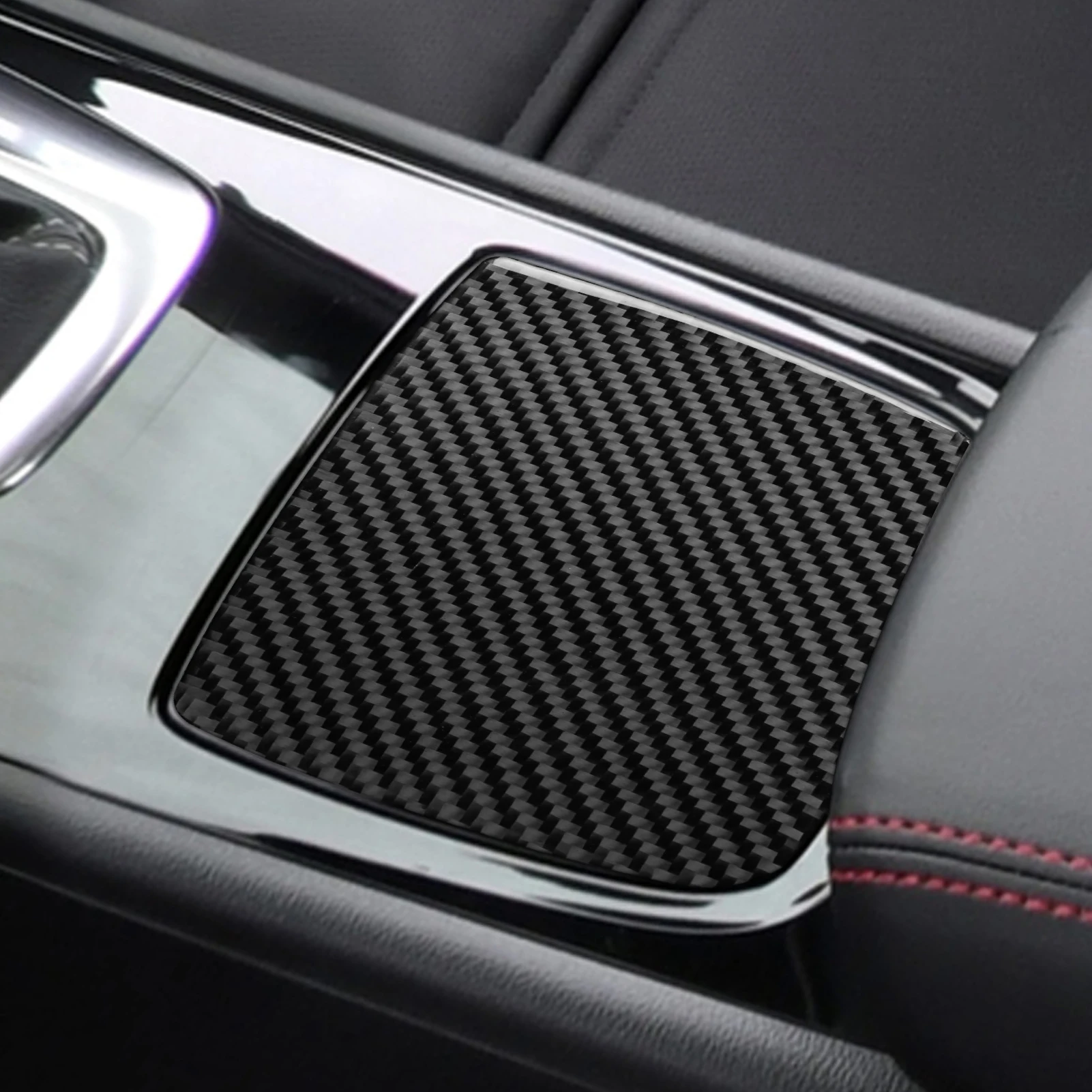 ل بويك ريجال 2017-2020 ألياف الكربون التحكم المركزي والعتاد التحول صندوق تخزين غطاء لوحة اكسسوارات السيارات الداخلية ملصق #2