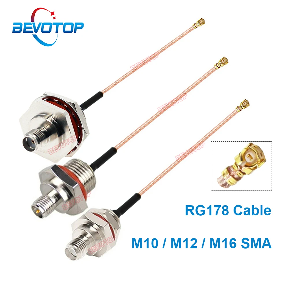 

10PCS/LOT SMA to IPX RG178 Cable M10 M12 M16 SMA / RP-SMA Female to u.FL RF1 Female Jack RF Coaxial Antenna Extension Jumper