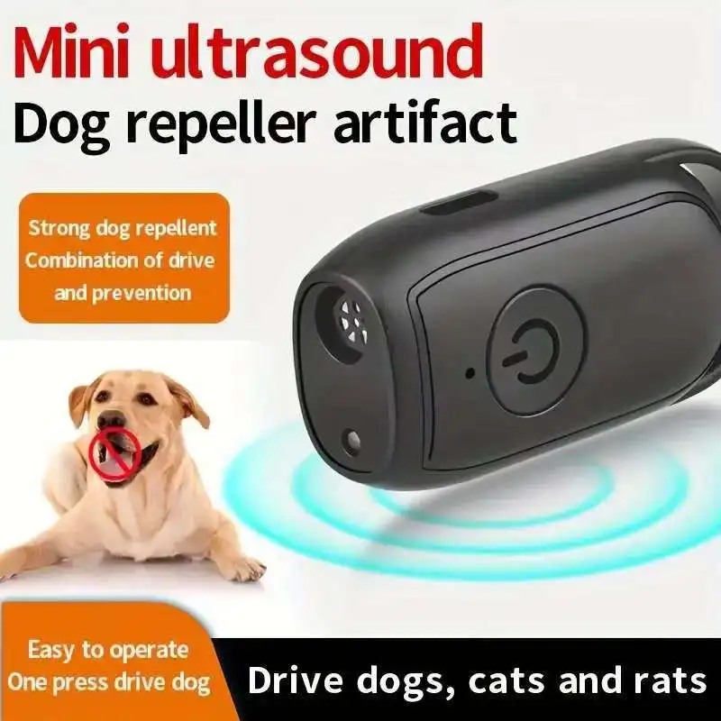 HTMCK Portable Ultrasonic Dog Repeller 180mAh Rechargeable 23 40KHZ Long Distance Outdoor Deterrent Tool With Flash Light