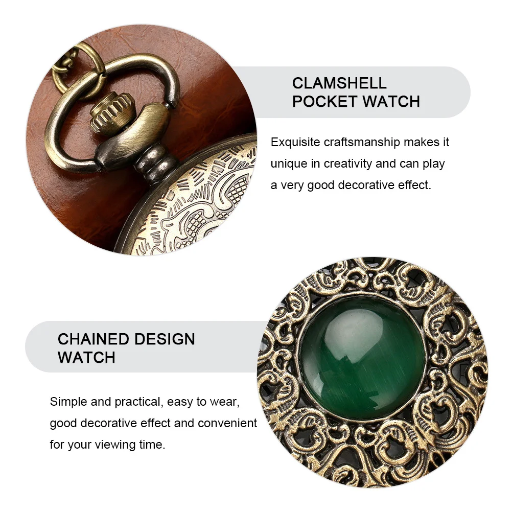 

Vintage Pocket Hollow Design Embossed Hanging Watch For Men Women Decorative Timepiece Clamshell Movement Watch