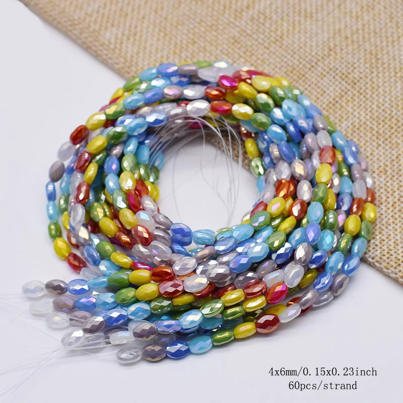 4x6mm 60pcs/lot New Color Round Small Ellipse Crystal Glass Beads Faceted Loose Spacer Beads For Jewelry Making DIY Bracelet