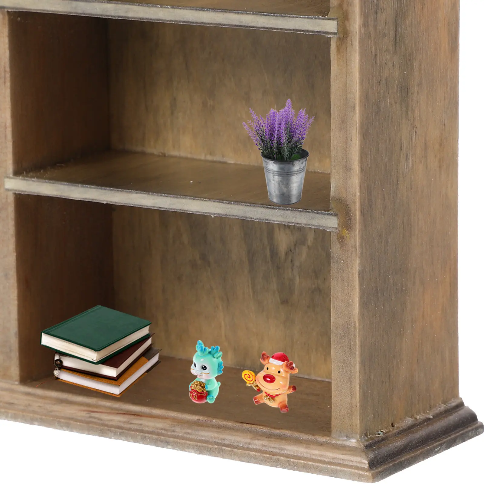 

Handcrafted Wooden Mini Bookshelf Dollhouse Decoration Small Size Storage Shelf for Kids Cognitive Development Creative Play