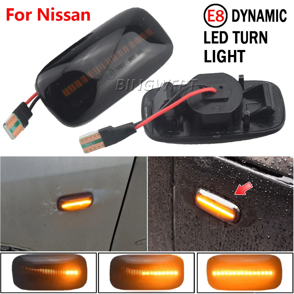 2x marcador lateral LED que fluye lámpara de luz de señal de giro dinámica para Nissan Maxima Skyline R34 Almera N15 N16 Pulsar Primera P11 P12