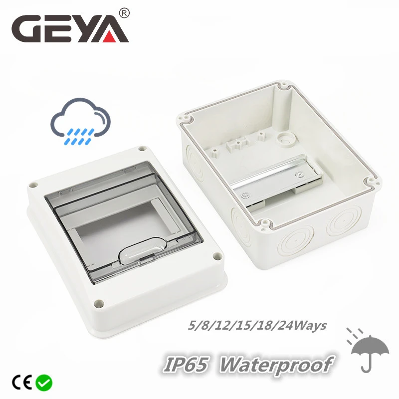 

GEYA NEW HT 5/8/12/15/18Ways Outdoor Waterproof Electrical Distribution Box Circuit Breaker MCB Power Plastic Junction Wire Box