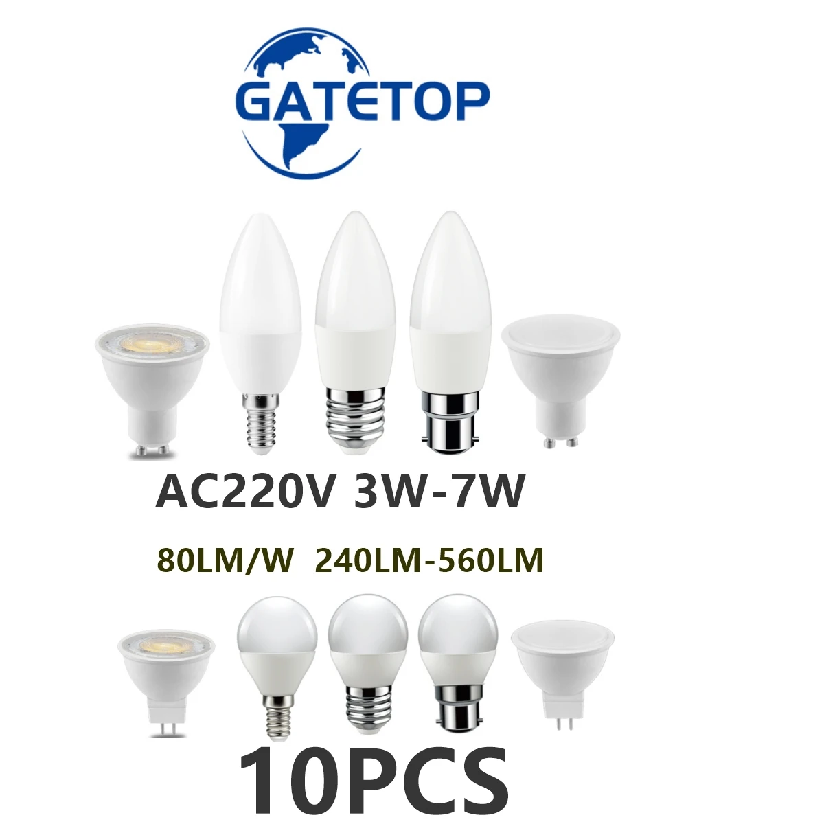 10PCS Factory direct LED light bulb candle lamp G45 GU10 MR16 220V low power 3W-7W high lumen no strobe Apply to study kitchen