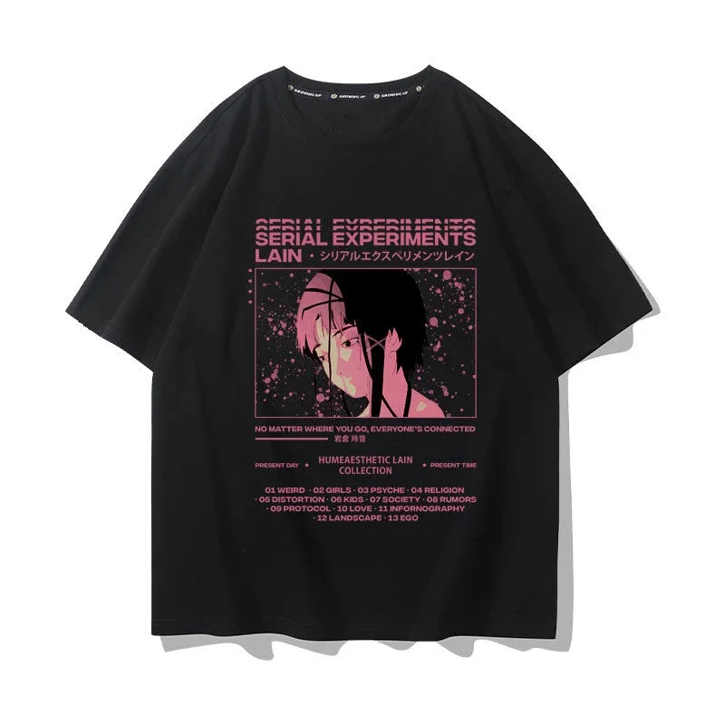 

Series Experimental Lain Cotton T-Shirt Japanese Anime Unisex Men's Women's Streetwear y2k Personality Manga Top Graphic T-Shirt