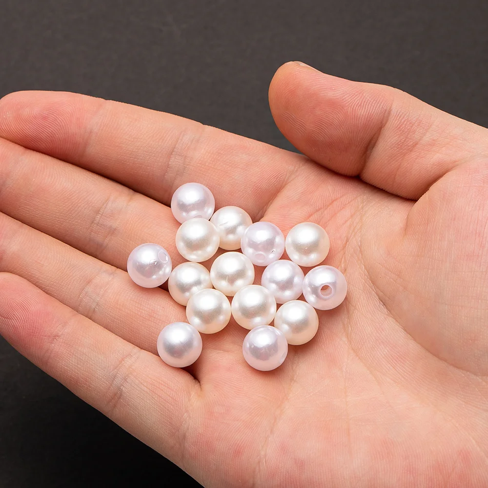 10-1000pcs Acrylic Imitation Pearl Hole Loose Bead For DIY Craft Bracelet Necklace Jewelry Making Supply Decoration Accessories